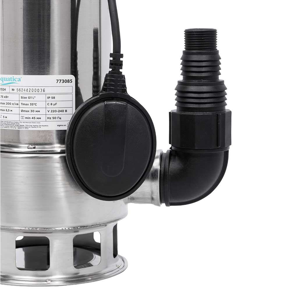Насос Aquatica дренажний садовий 0.75кВт Hmax 8.5 м Qmax 200л/хв (част.до 30 мм, нерж)