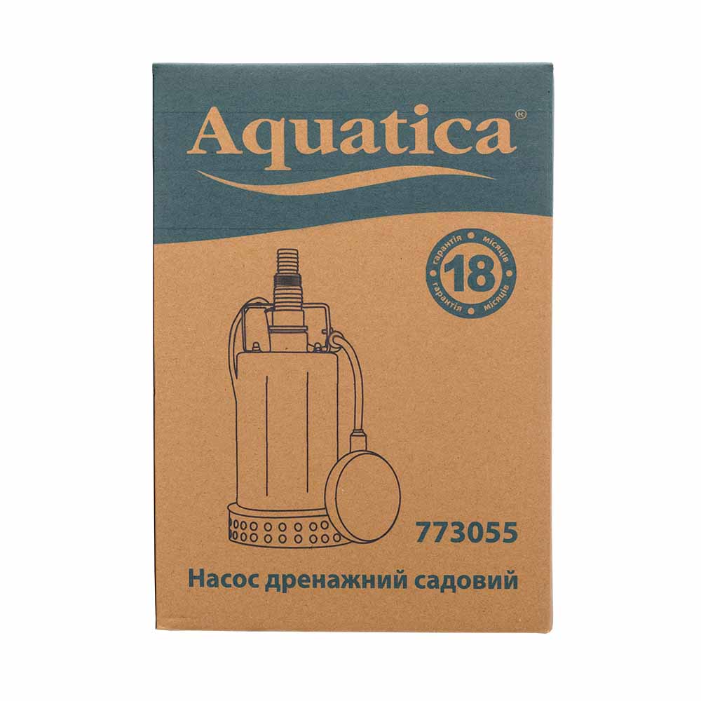 Насос Aquatica дренажний садовий 0.75кВт Hmax 8 м Qmax 180л/хв (част. до 5 мм, нерж)