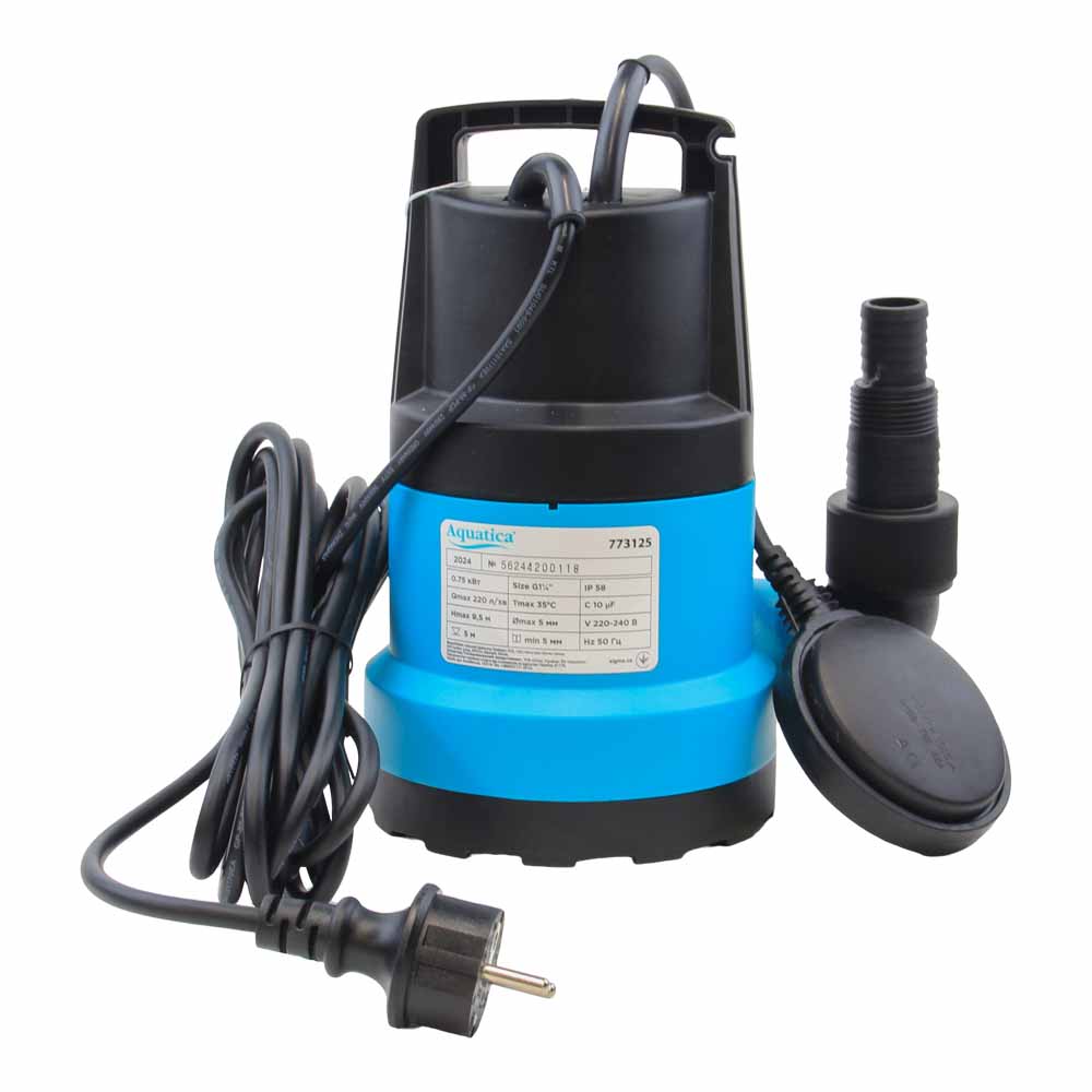 Насос Aquatica дренажний садовий 0.75кВт Hmax 9.5 м Qmax 220л/хв (част. до 5 мм)