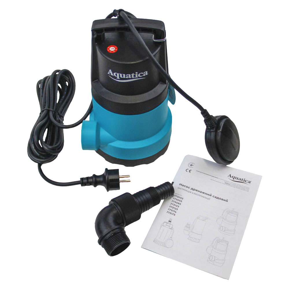 Насос Aquatica дренажний садовий 0.75кВт Hmax 9.5 м Qmax 220л/хв (част. до 5 мм)