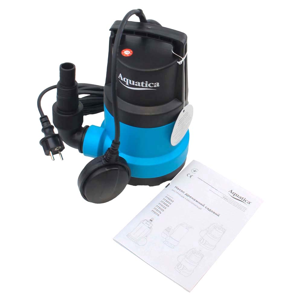 Насос Aquatica дренажний садовий 0.75кВт Hmax 9.5 м Qmax 220л/хв (част. до 5 мм)