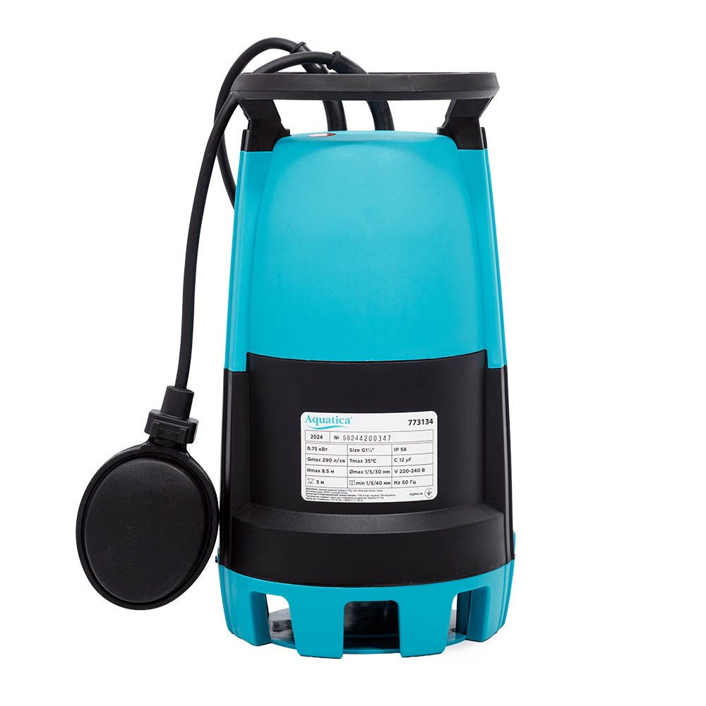 Насос Aquatica дренажний садовий 3в1 0.75кВт Hmax 8.5 м Qmax 290л/хв XKJa750E