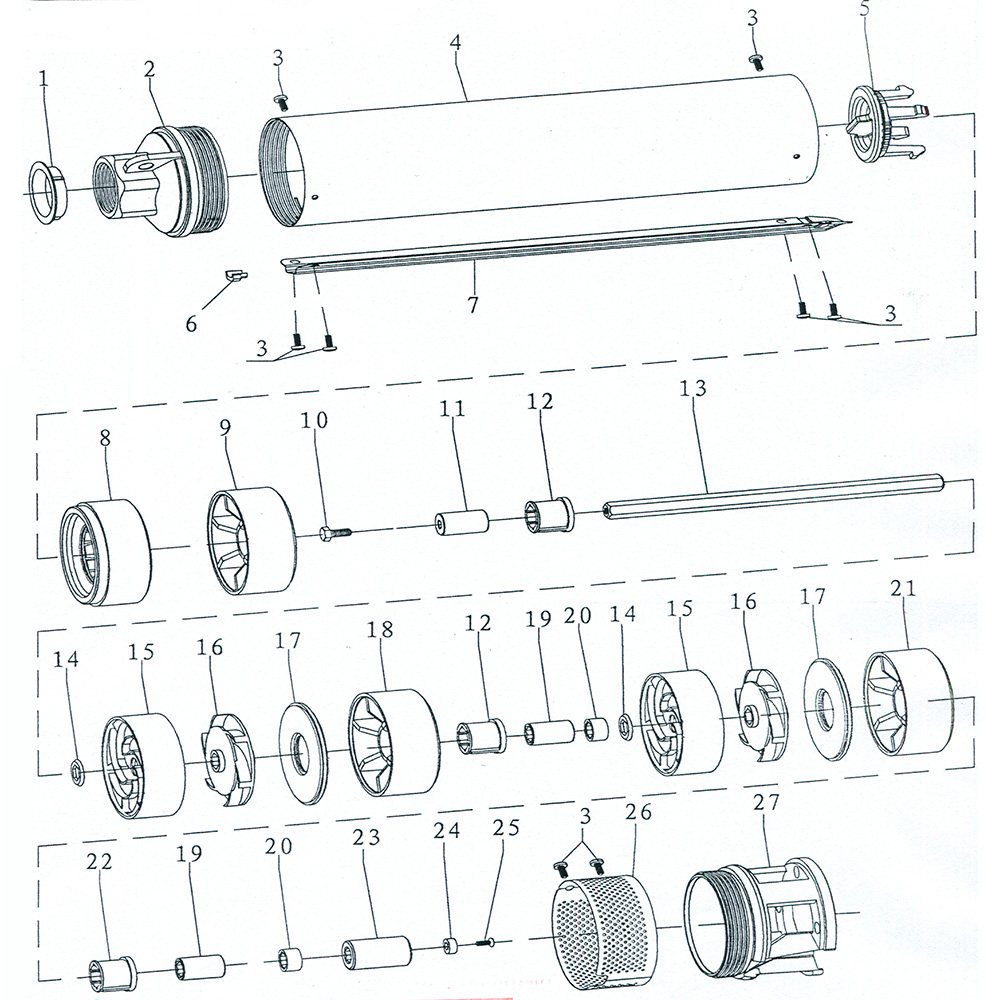Насос Aquatica відцентровий 2.2кВт H 119(76) м Q 140(100)л/хв Ø102 мм mid 4QJD7-17-2.2