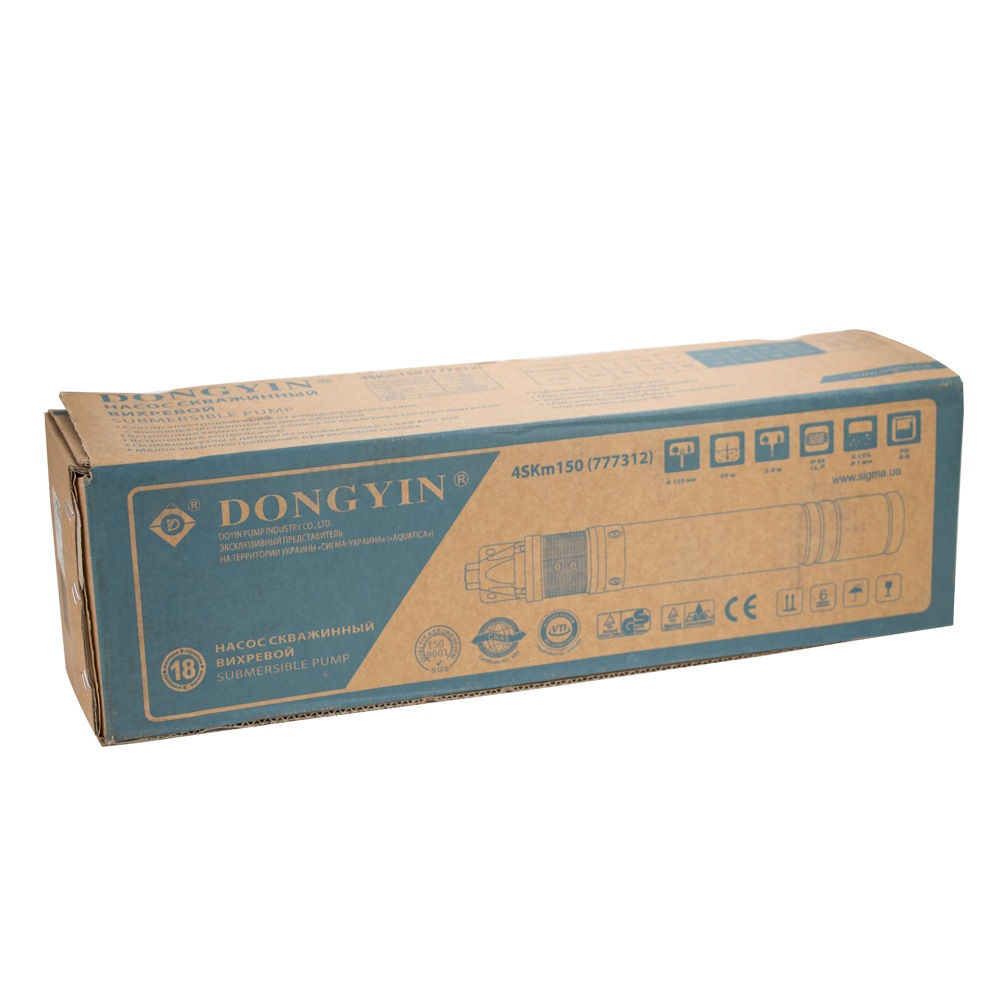 Насос Dongyin вихревой скважинный 1.1кВт H 100(38) м Q 45(30)л/мин Ø96 мм 4SKm150