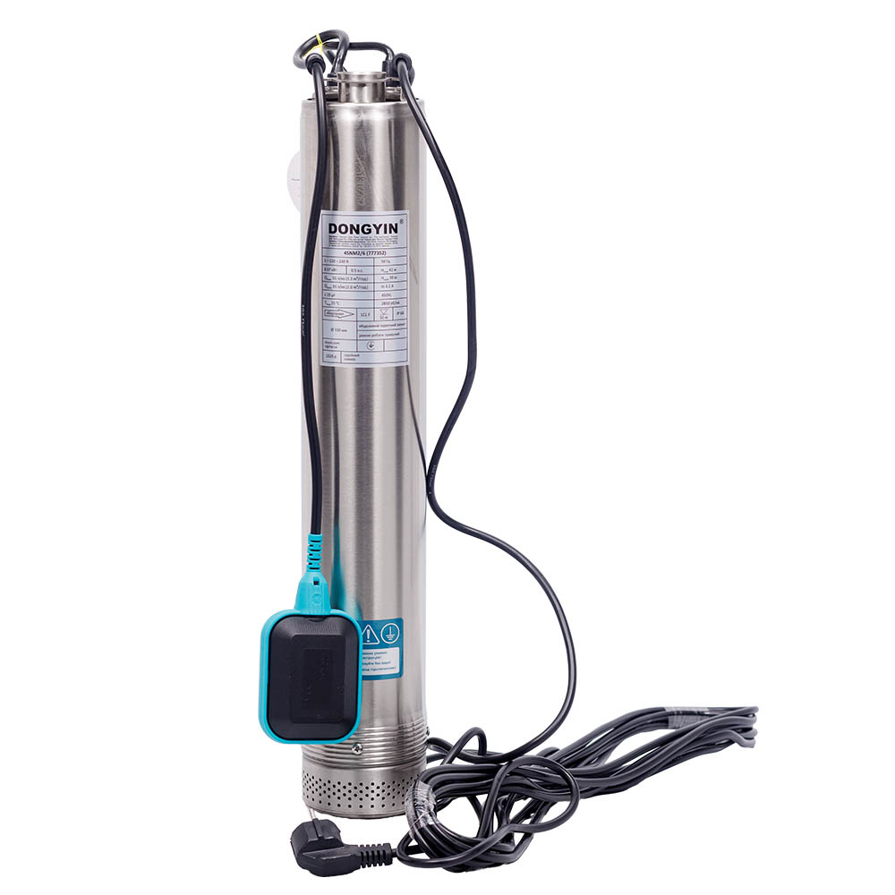 Насос Dongyin з нижнім забором води 0.37кВт H 42(30) м Q 55(33)л/хв Ø100 мм + поплавок 4SNM2/6