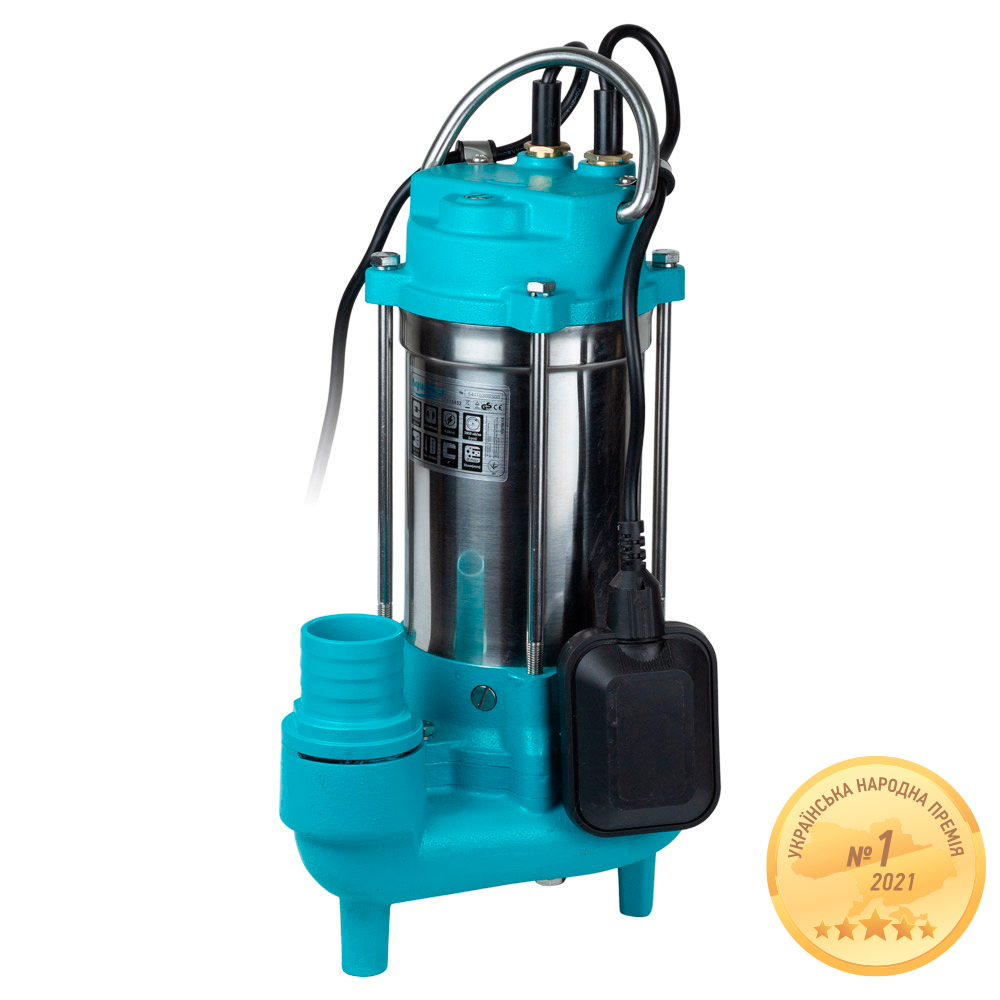 Насос канализационный Aquatica 0.75кВт Hmax 12 м Qmax 225л/мин с ножом (нержавеющая сталь)