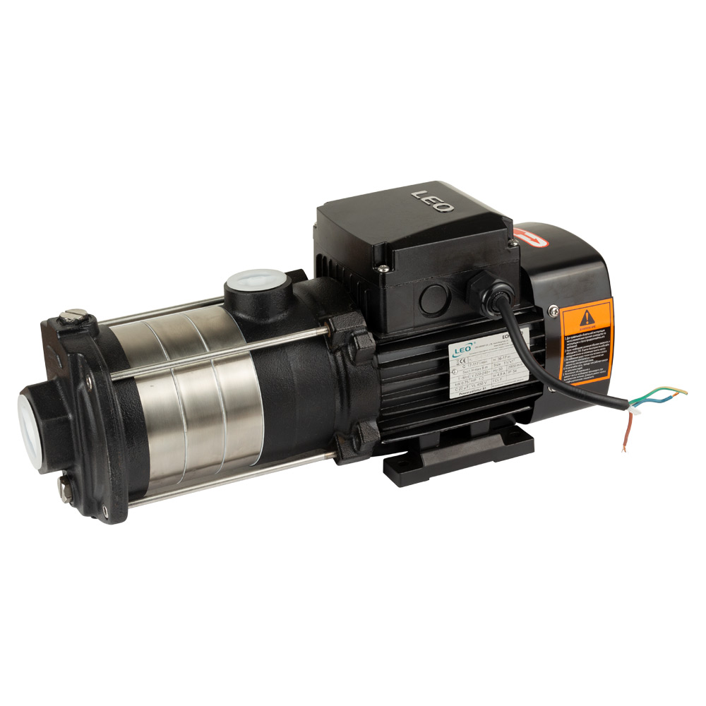 Насос Leo многоступенчатый горизонтальный 0.75кВт Hmax 38м Qmax 120л/мин нерж 3.0 ECHm4-40