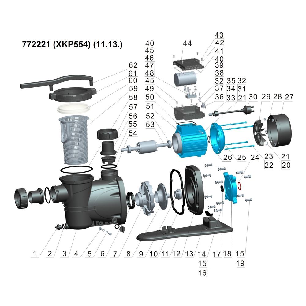 Насос Leo для басейну 0.55кВт Hmax 10м Qmax 300л/хв XKP554