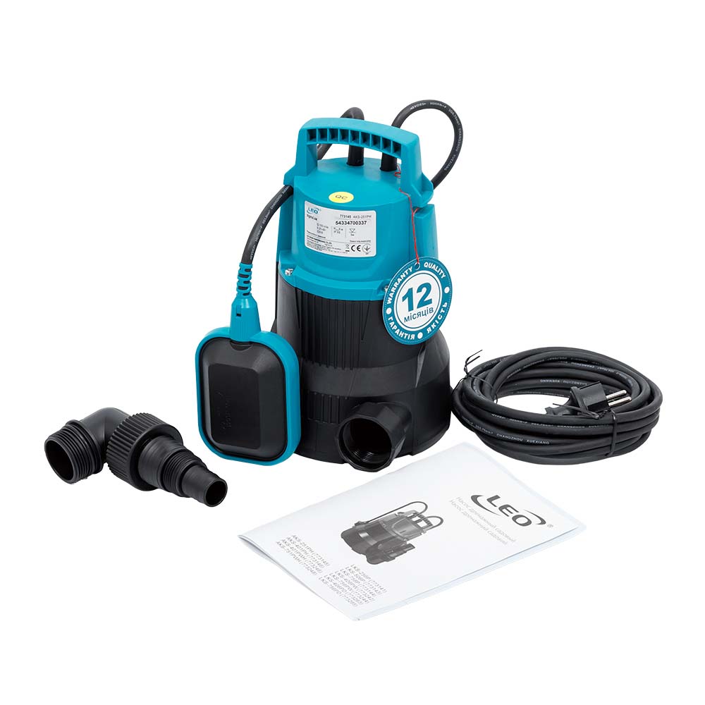 Насос Leo дренажний садовий 0.25кВт Hmax 6 м Qmax 100л/хв AKS-251PH