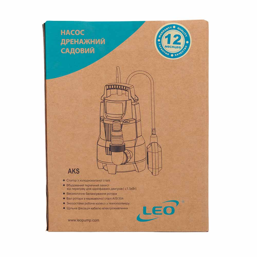 Насос Leo дренажний садовий 0.25кВт Hmax 6 м Qmax 100л/хв AKS-251PH