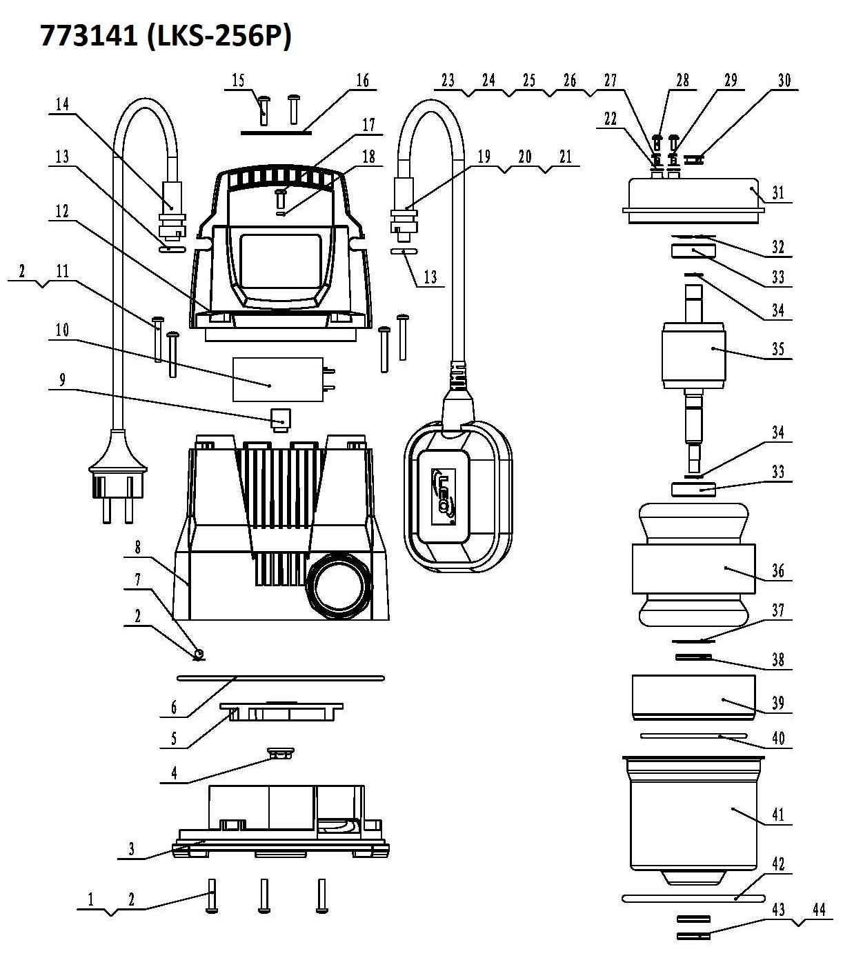 Насос Leo дренажний садовий 0.25кВт Hmax 6 м Qmax 110л/хв LKS-256P
