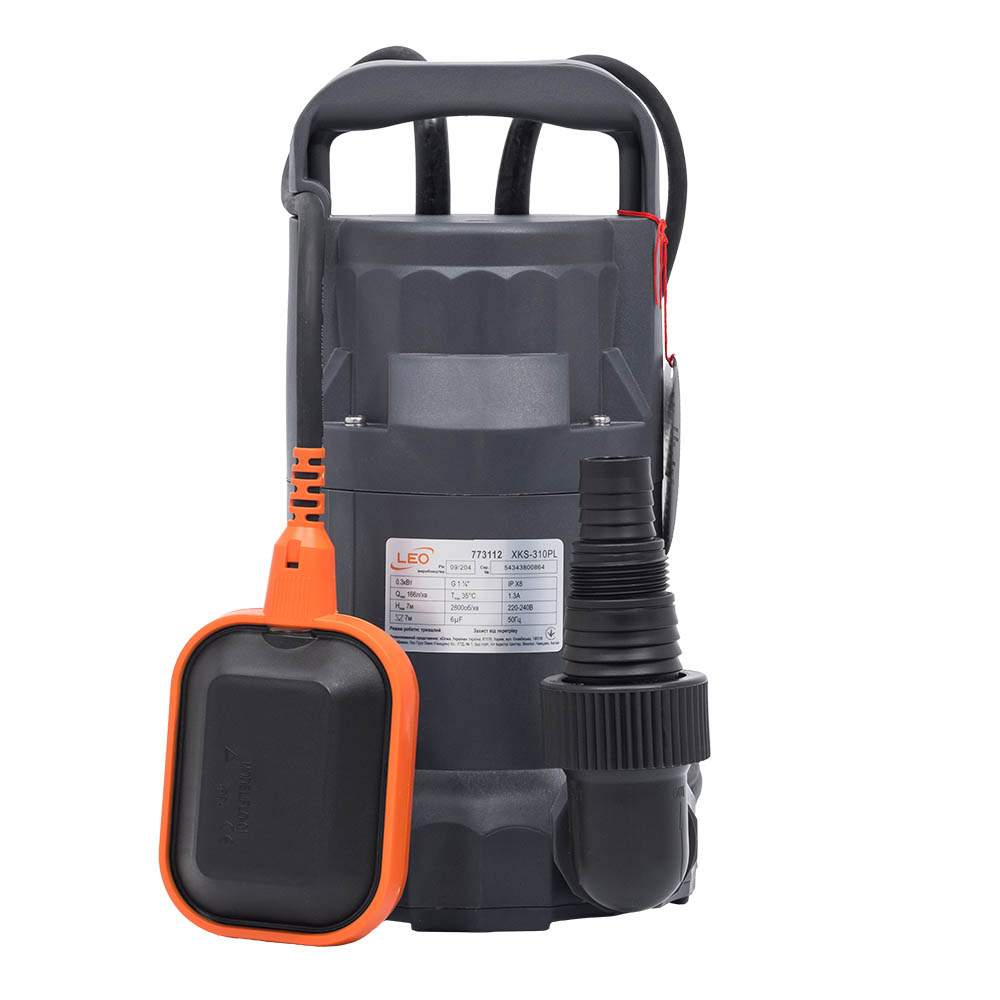 Насос Leo дренажний садовий 0.3кВт Hmax 7 м Qmax 166л/хв (част. до 5 мм)