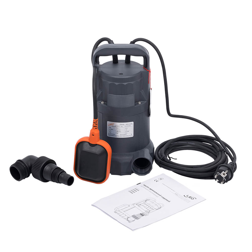 Насос Leo дренажний садовий 0.3кВт Hmax 7 м Qmax 166л/хв (част. до 5 мм)