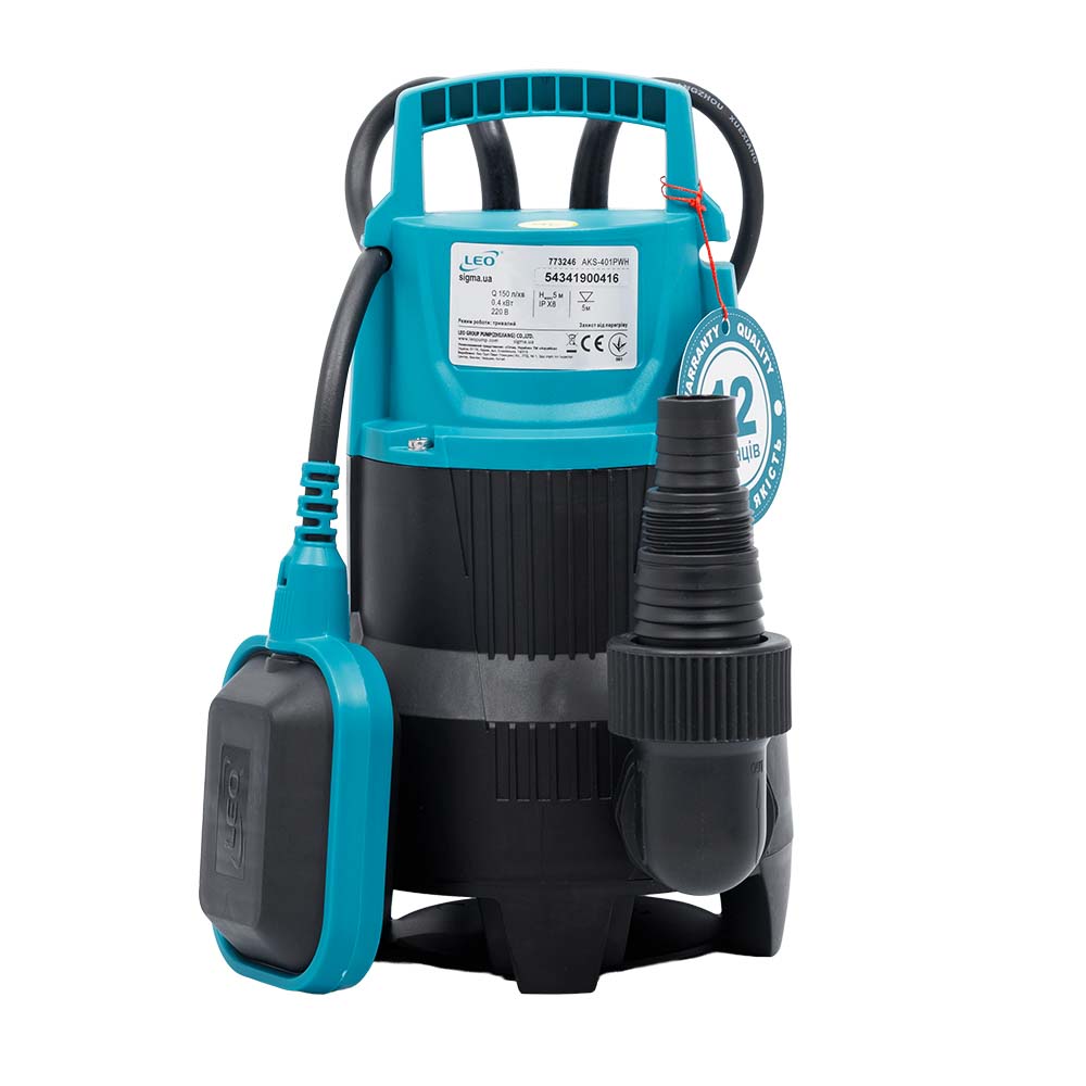 Насос Leo дренажний садовий 0.4кВт Hmax 5 м Qmax 150л/хв AKS-401PWH