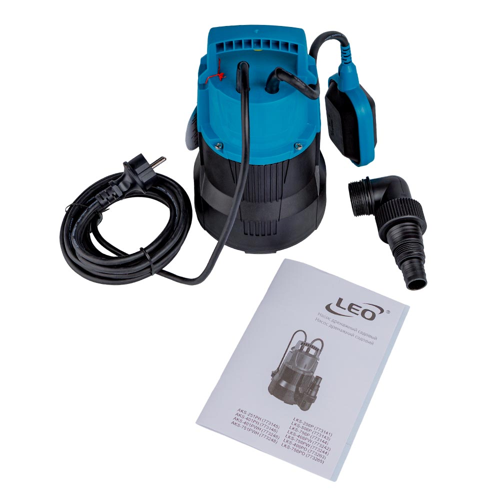 Насос Leo дренажний садовий 0.4кВт Hmax 6 м Qmax 150л/хв AKS-401PH