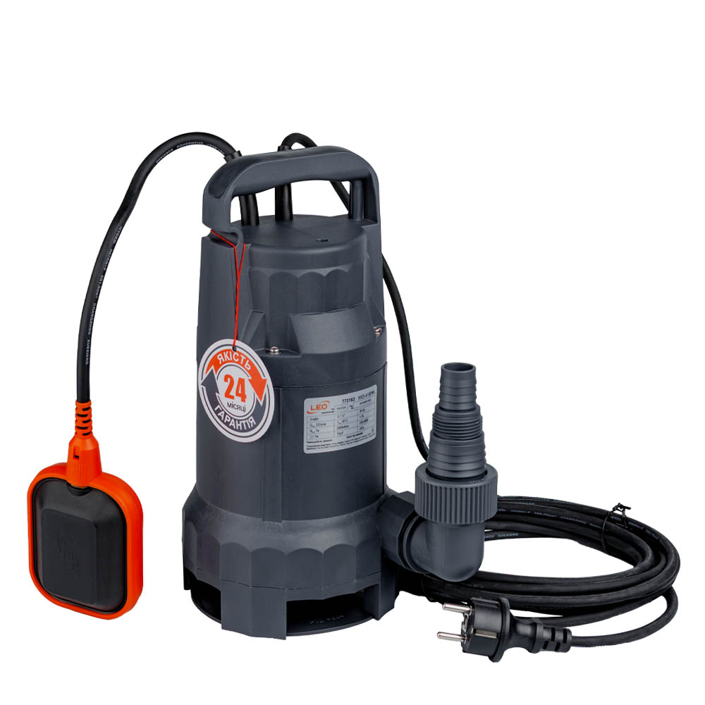 Насос Leo дренажний садовий 0.4кВт Hmax 7 м Qmax 233л/хв (част. до 25 мм)