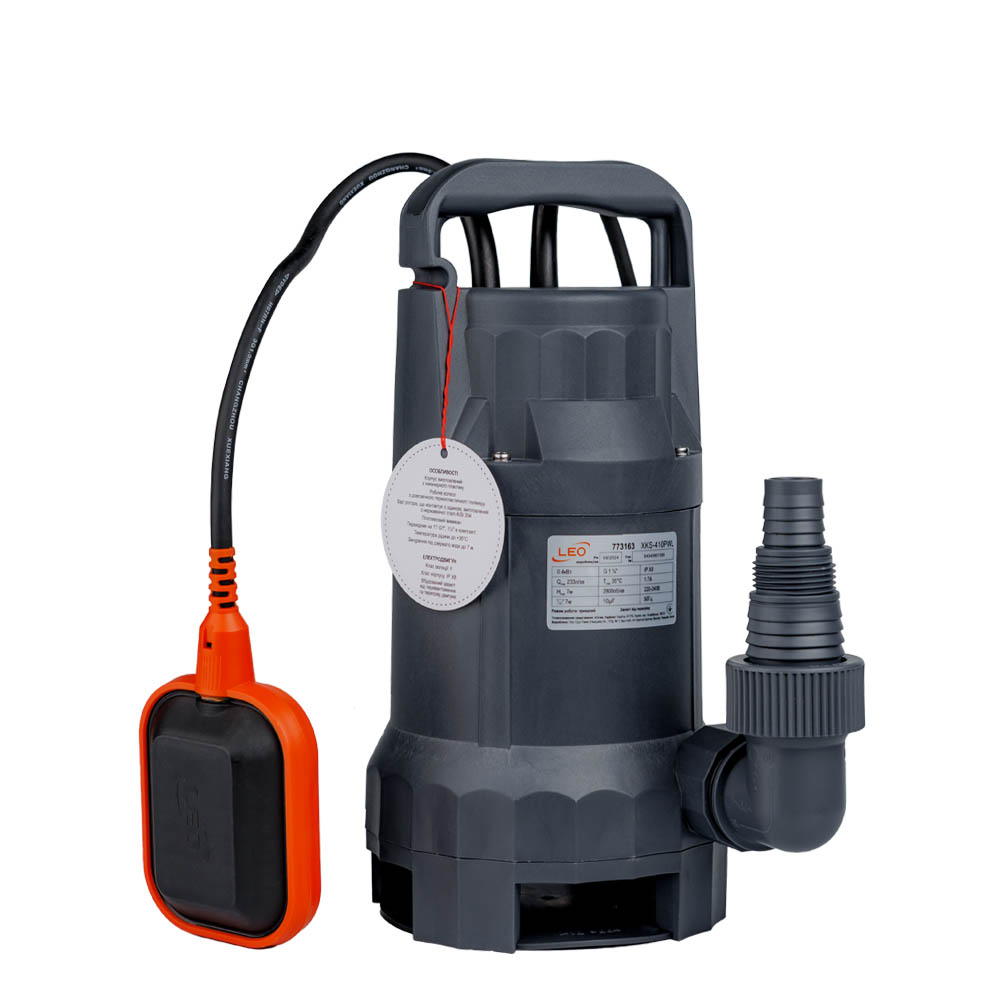 Насос Leo дренажний садовий 0.4кВт Hmax 7 м Qmax 233л/хв (част. до 25 мм)