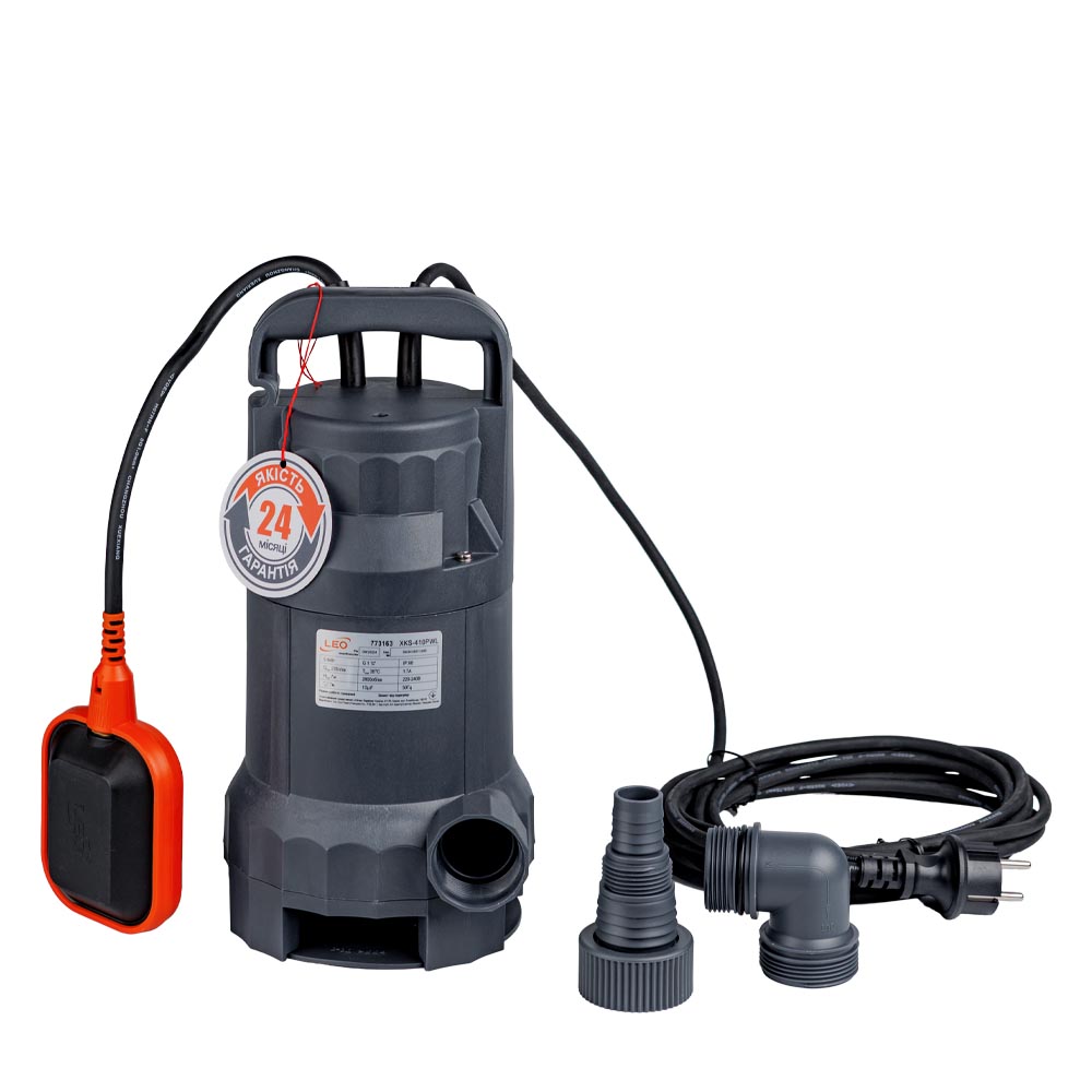 Насос Leo дренажний садовий 0.4кВт Hmax 7 м Qmax 233л/хв (част. до 25 мм)