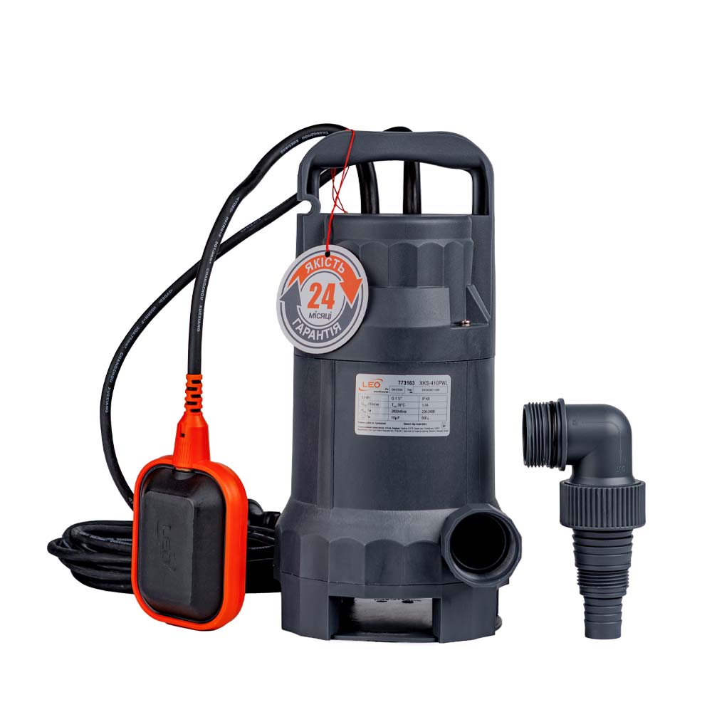 Насос Leo дренажний садовий 0.4кВт Hmax 7 м Qmax 233л/хв (част. до 25 мм)