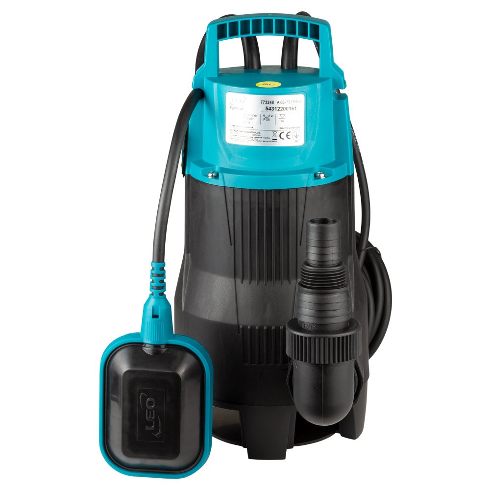 Насос Leo дренажний садовий 0.75кВт Hmax 8 м Qmax 233л/мин AKS-751PWH