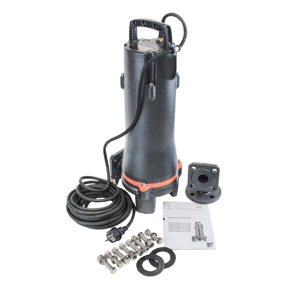 Насос Leo каналізаційний 1.1кВт Hmax 18 м Qmax 140 л/хв (з ріжучим механізмом) 3.0 32SWPm3.6-17-1.1L/QG