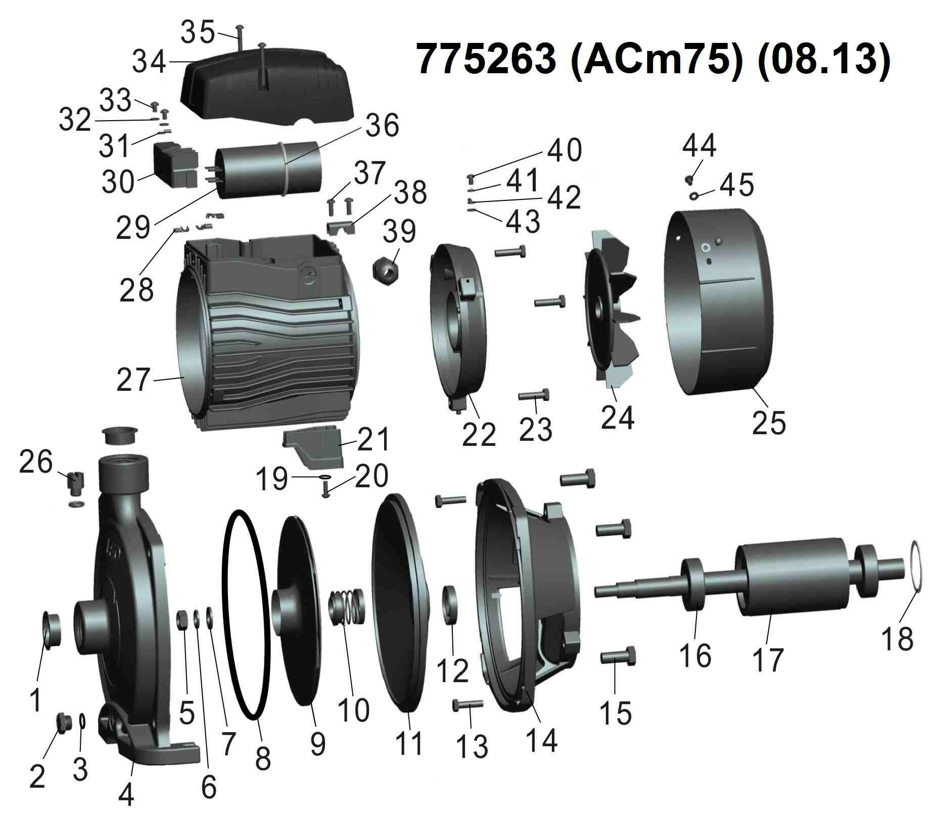 Насос Leo відцентровий 0.75кВт Hmax 35м Qmax 100л/хв 3.0 ACm75