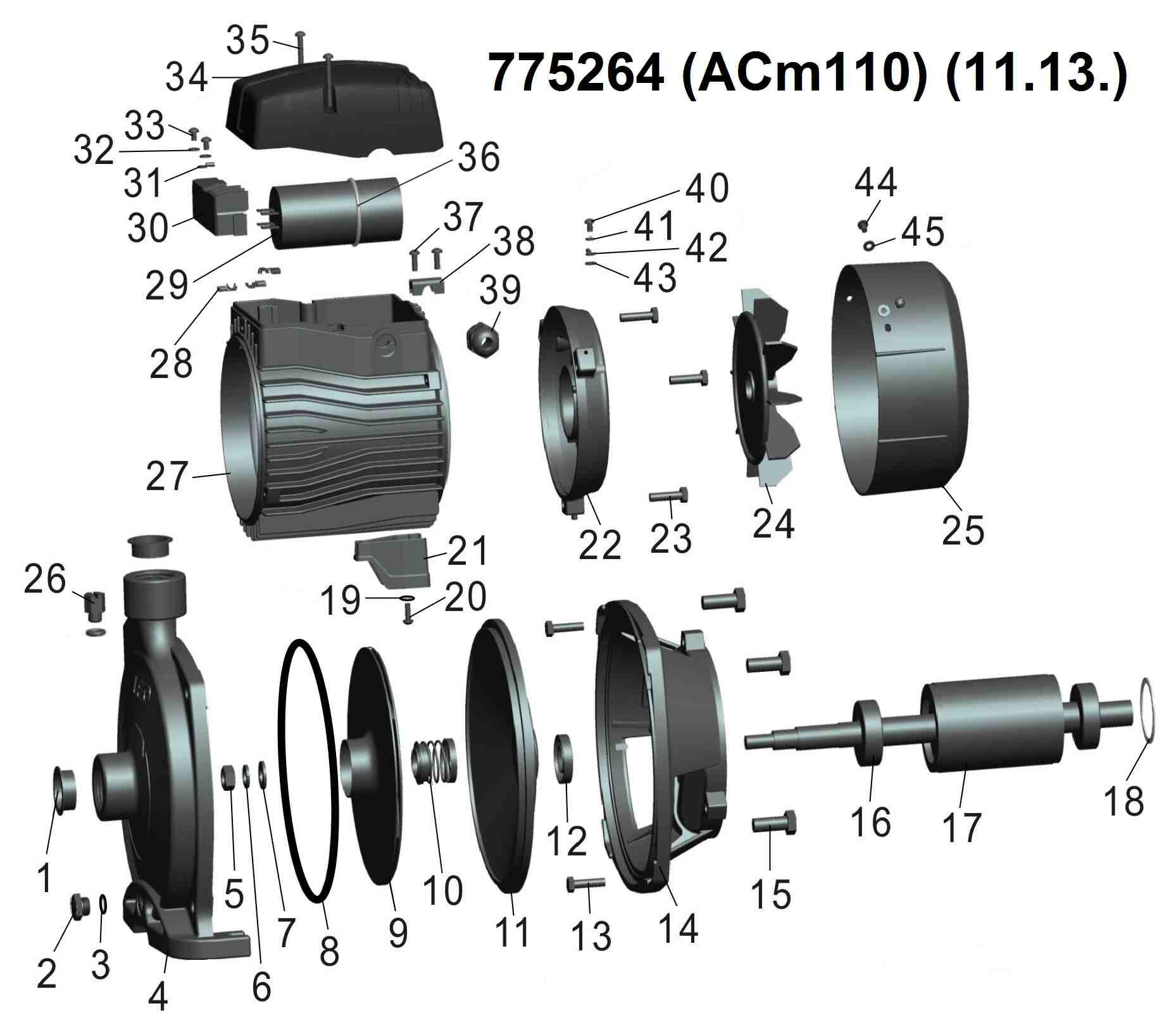 Насос Leo відцентровий 1.1кВт Hmax 40м Qmax 120л/хв 3.0 ACm110