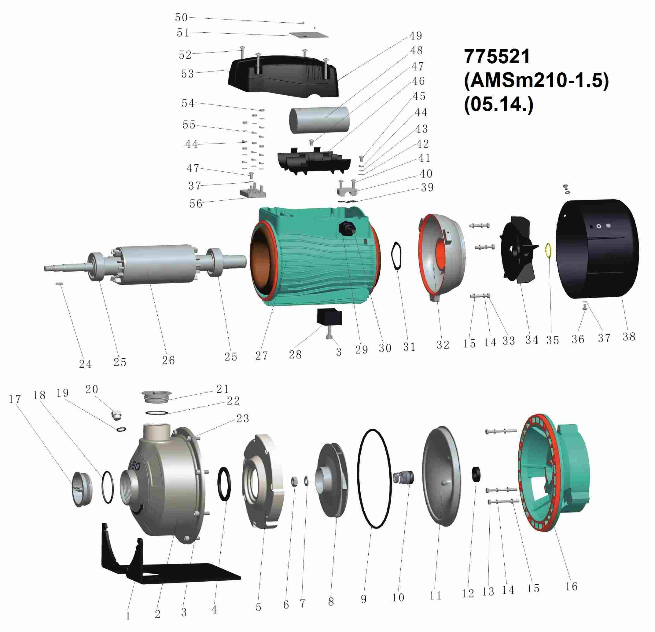 Насос Leo відцентровий 1.5кВт Hmax 24.2м Qmax 300л/хв (нерж) 3.0