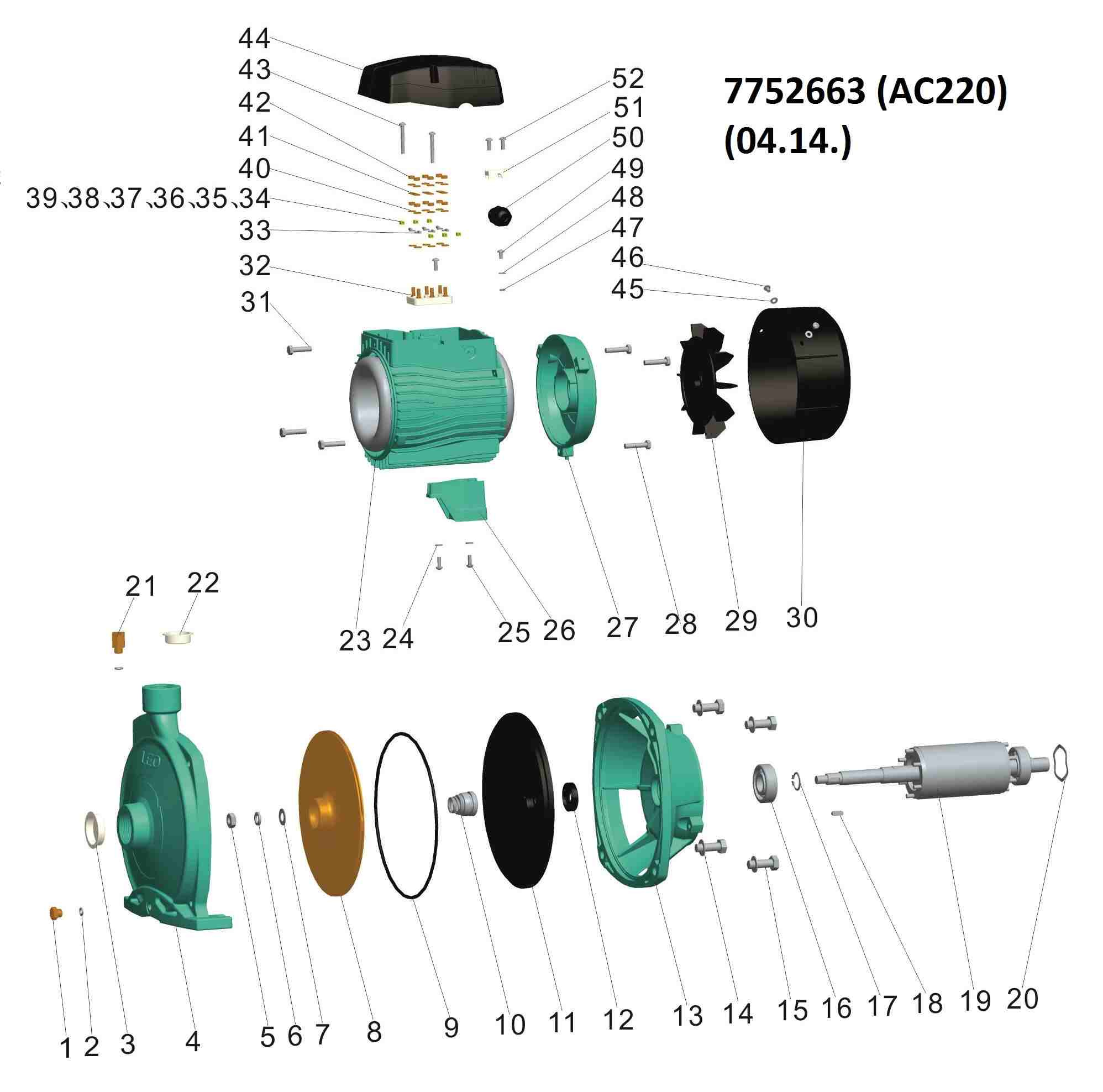 Насос Leo відцентровий 380В 2.2кВт Hmax 55м Qmax 150л/хв 3.0 AC220