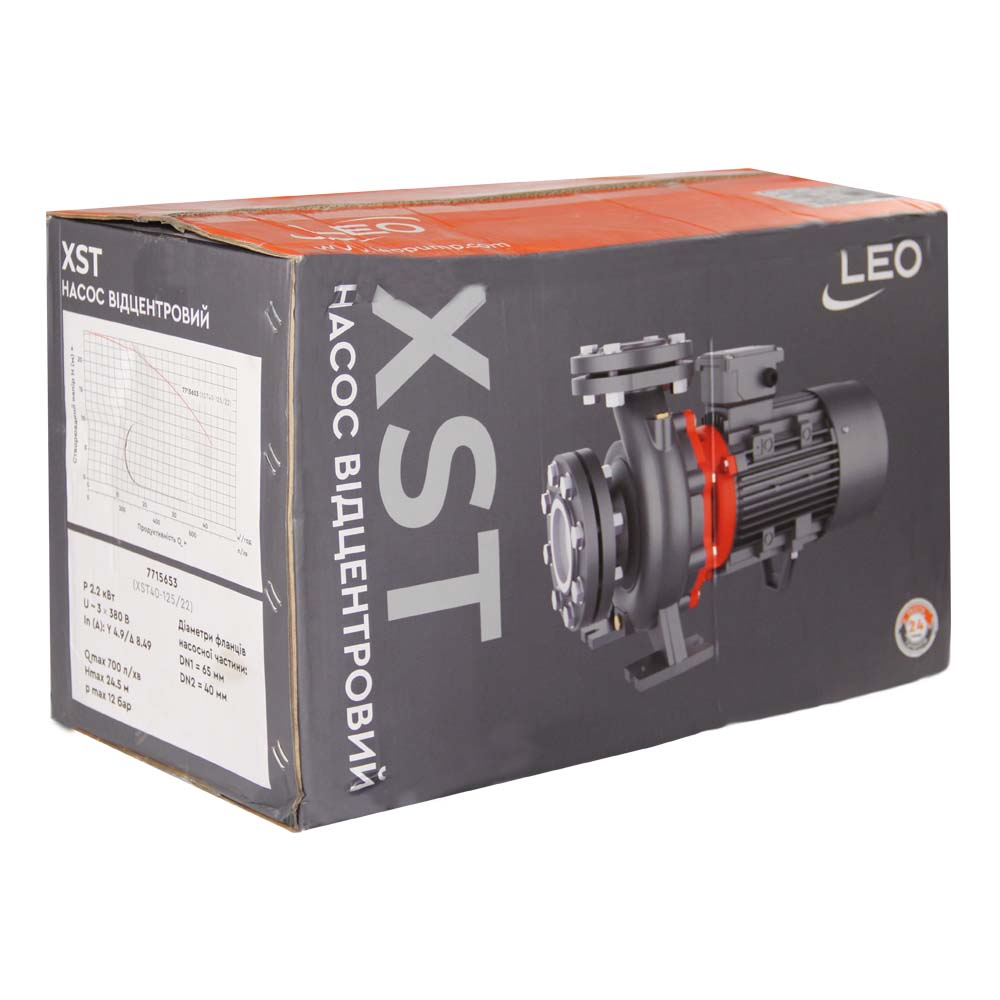 Насос Leo центробежный 380В 3кВт Hmax 29 м Qmax 700 л/мин 3.0 XST40-160/30