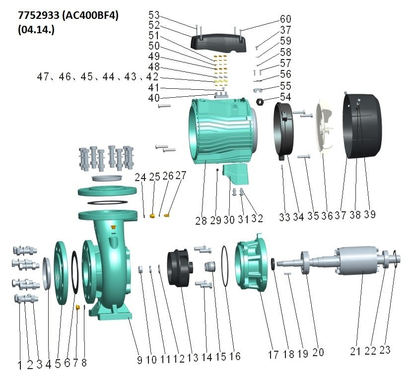Насос Leo центробежный 380В 4.0кВт Hmax 16.5м Qmax 1600л/мин 4" 3.0 AC400BF4