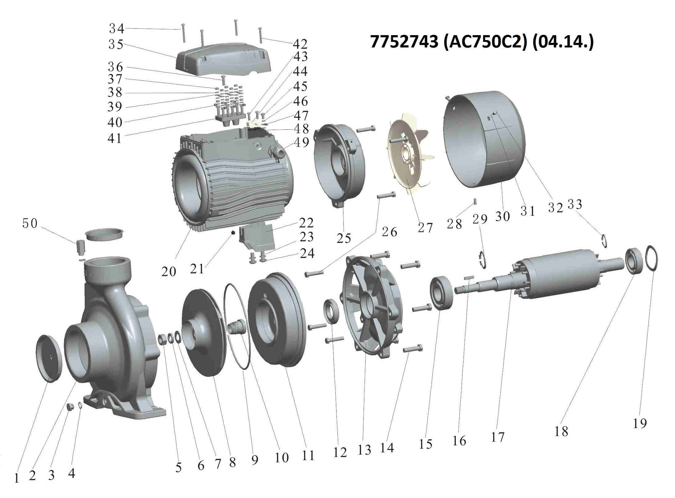 Насос Leo центробежный 380В 7.5кВт Hmax 56.5м Qmax 900л/мин 2" 3.0 AC750C2