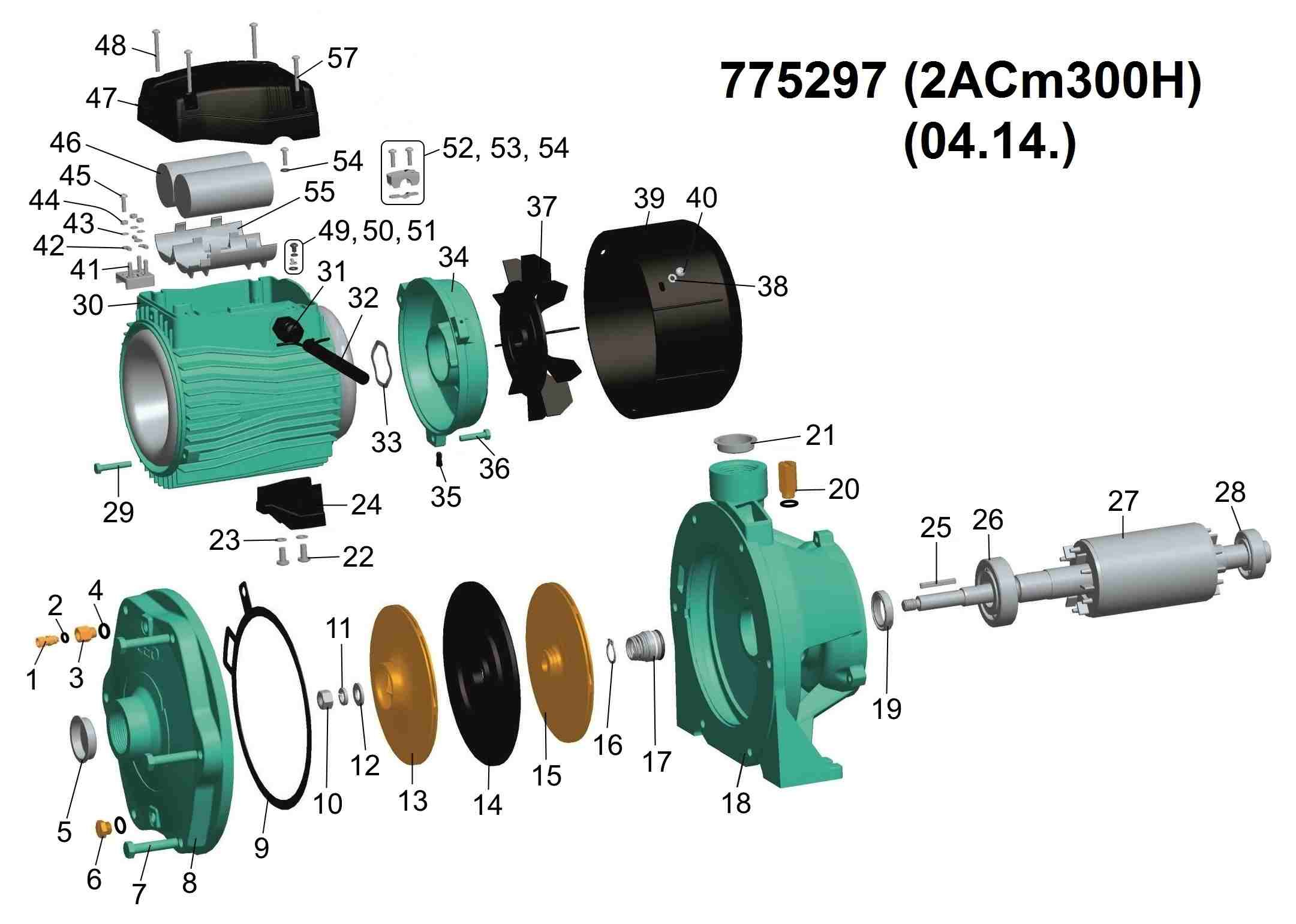 Насос Leo відцентровий багатоступінчастий 3.0кВт Hmax 65м Qmax 250л/хв 3.0 2ACm300H
