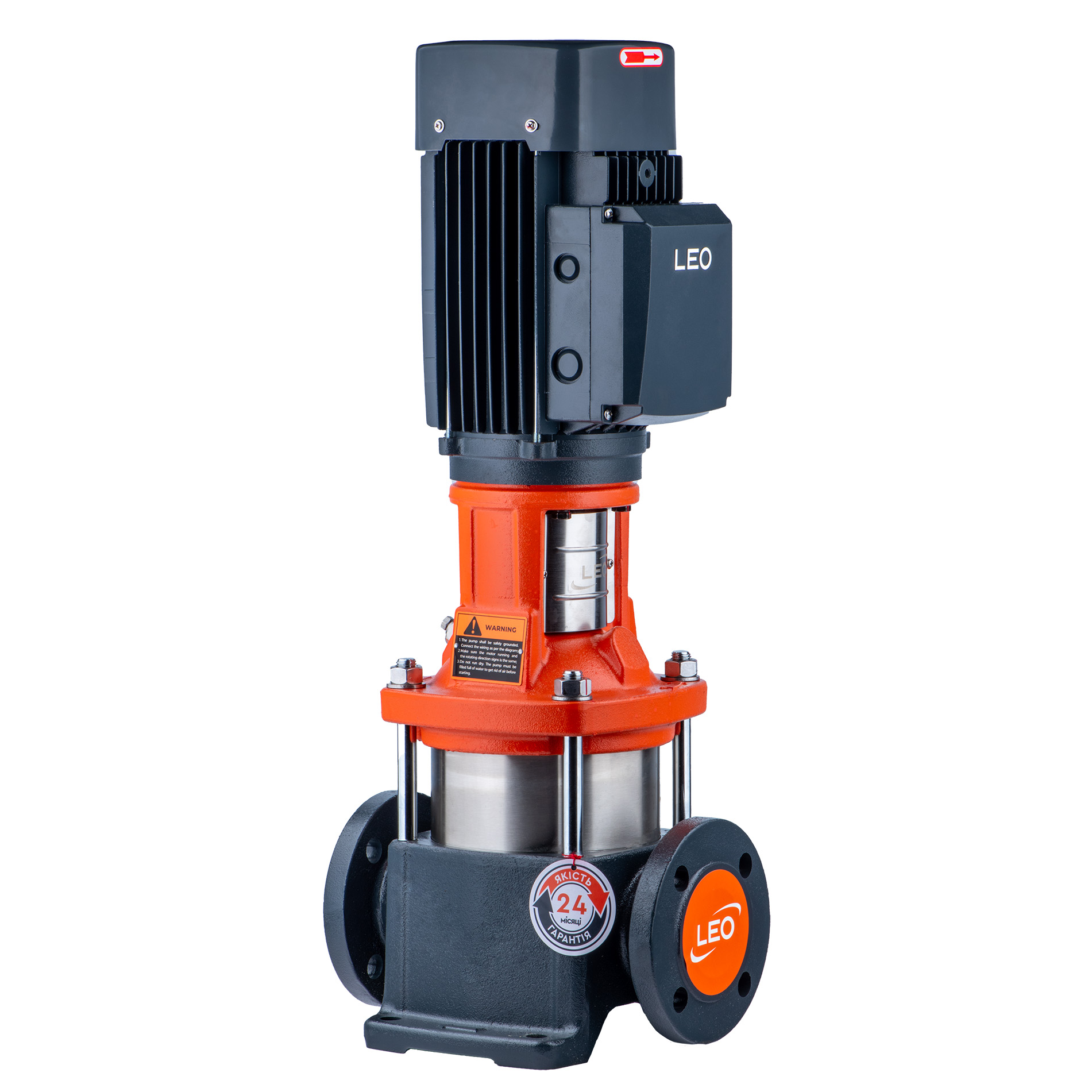 Насос Leo відцентровий багатоступінчастий вертикальний 380В 15кВт H 231(205) м Q 392(250) л/хв нерж 3.0 LVR15-17