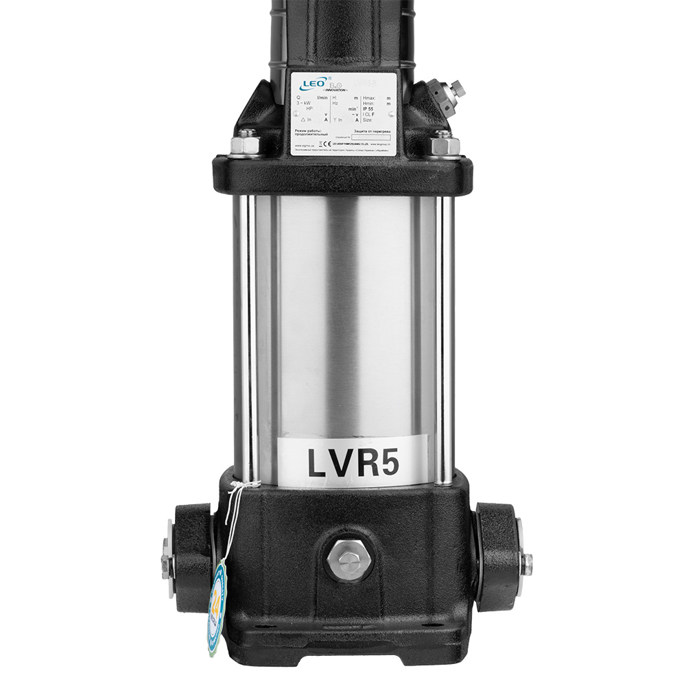 Насос Leo відцентровий багатоступінчастий вертикальний 380В 4кВт H 145(120) м Q 142(83) л/хв нерж 3.0 innovation LVR5-22