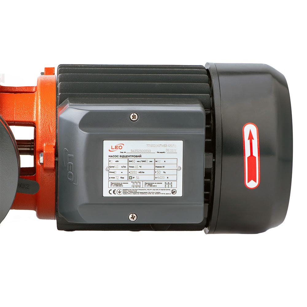 Насос Leo відцентровий горизонтальний 380В 5.5кВт H 79(60) м Q 380(267) л/хв 3.0 XST32-250/55