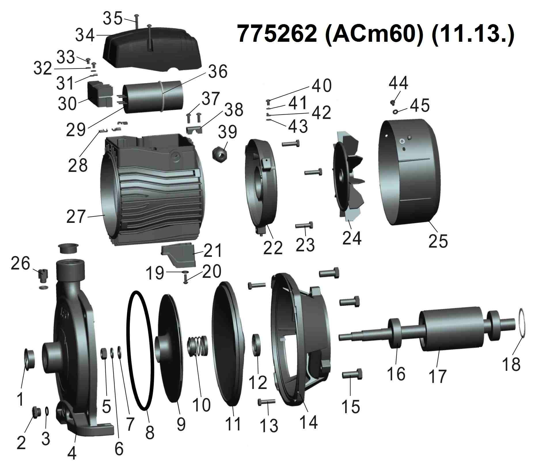 Насос Leo відцентровий 0.6кВт Hmax 27м Qmax 90л/хв 3.0 ACm60