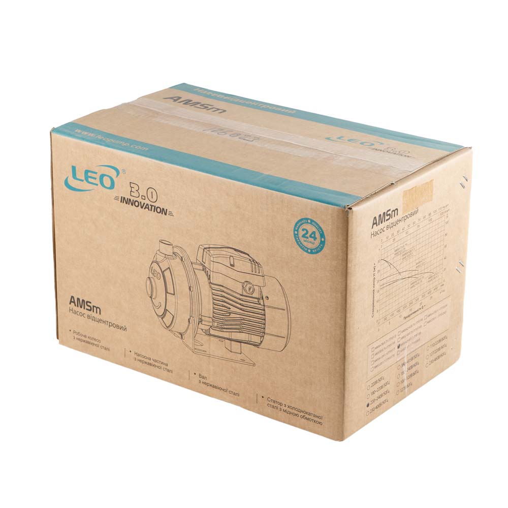 Насос Leo відцентровий 0.75кВт Hmax 16.8м Qmax 300л/хв (нерж) 3.0