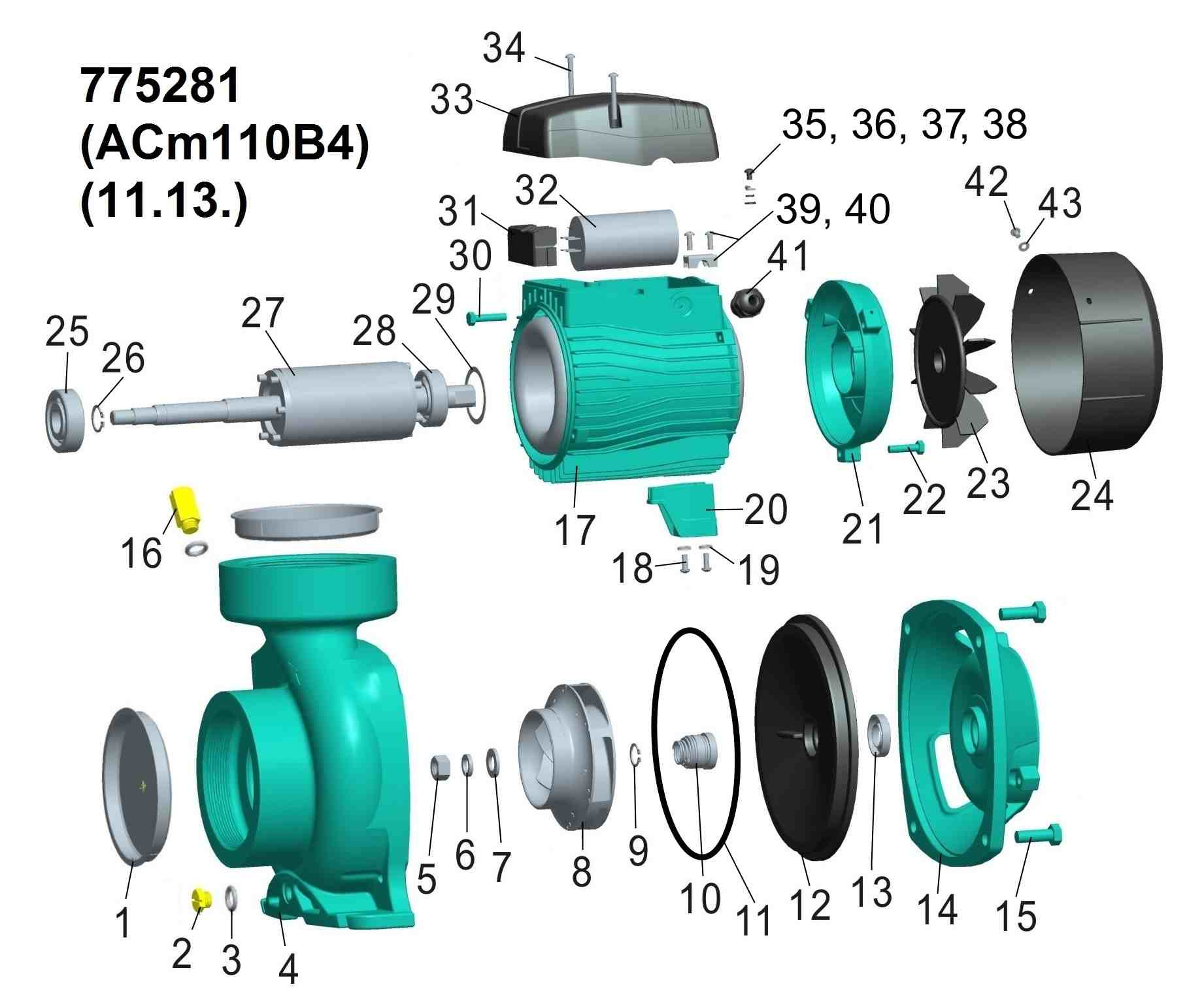 Насос Leo відцентровий 1.1кВт Hmax 12.5м Qmax 900л/хв 4" 3.0 ACm110B4