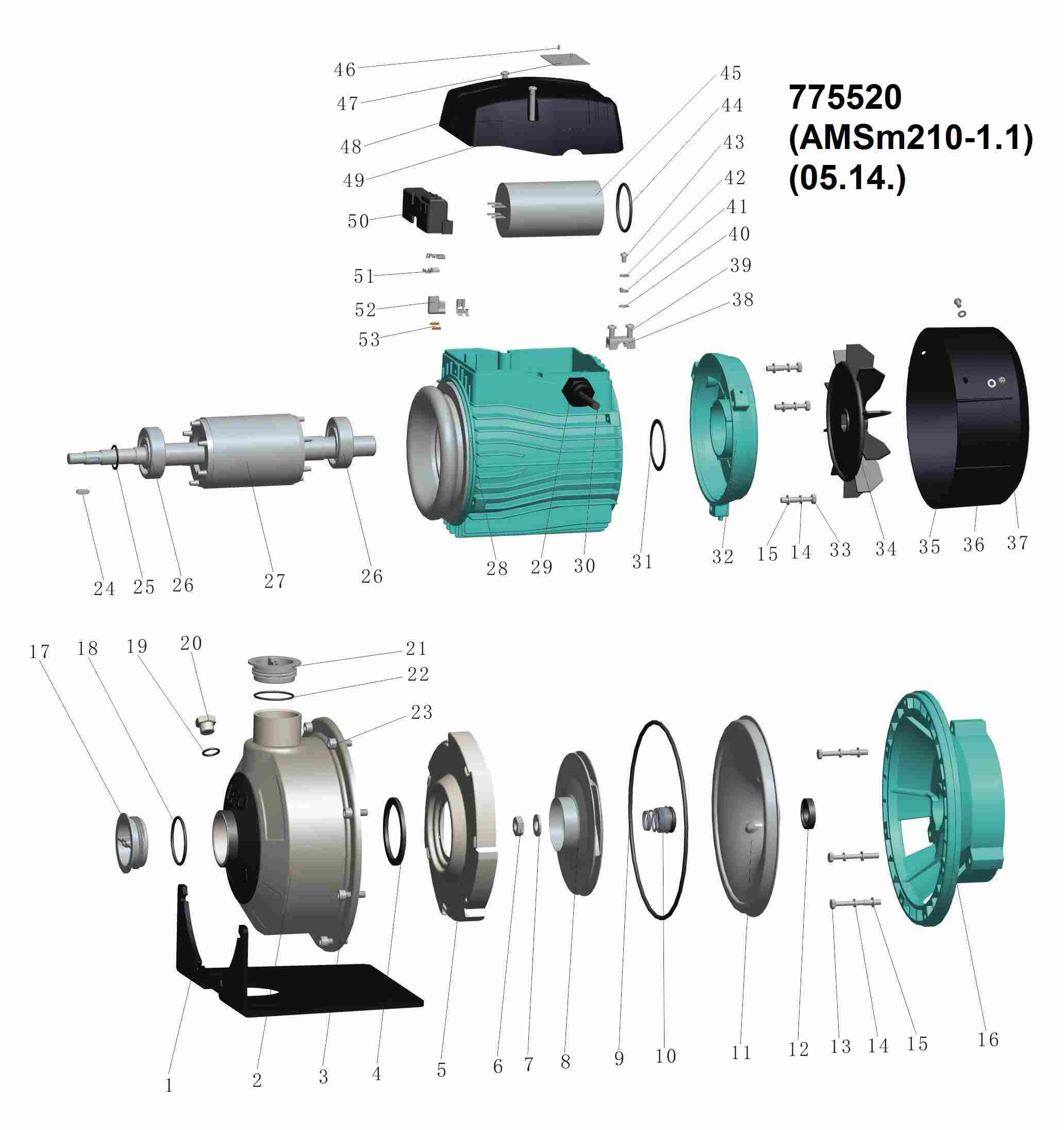 Насос Leo відцентровий 1.1кВт Hmax 19.7м Qmax 300л/хв (нерж) 3.0
