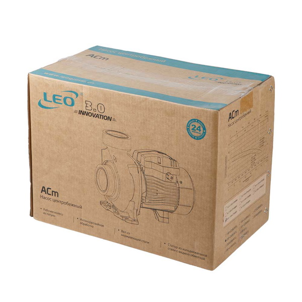 Насос Leo відцентровий 2.2кВт Hmax 17.5м Qmax 1100л/хв 4" 3.0