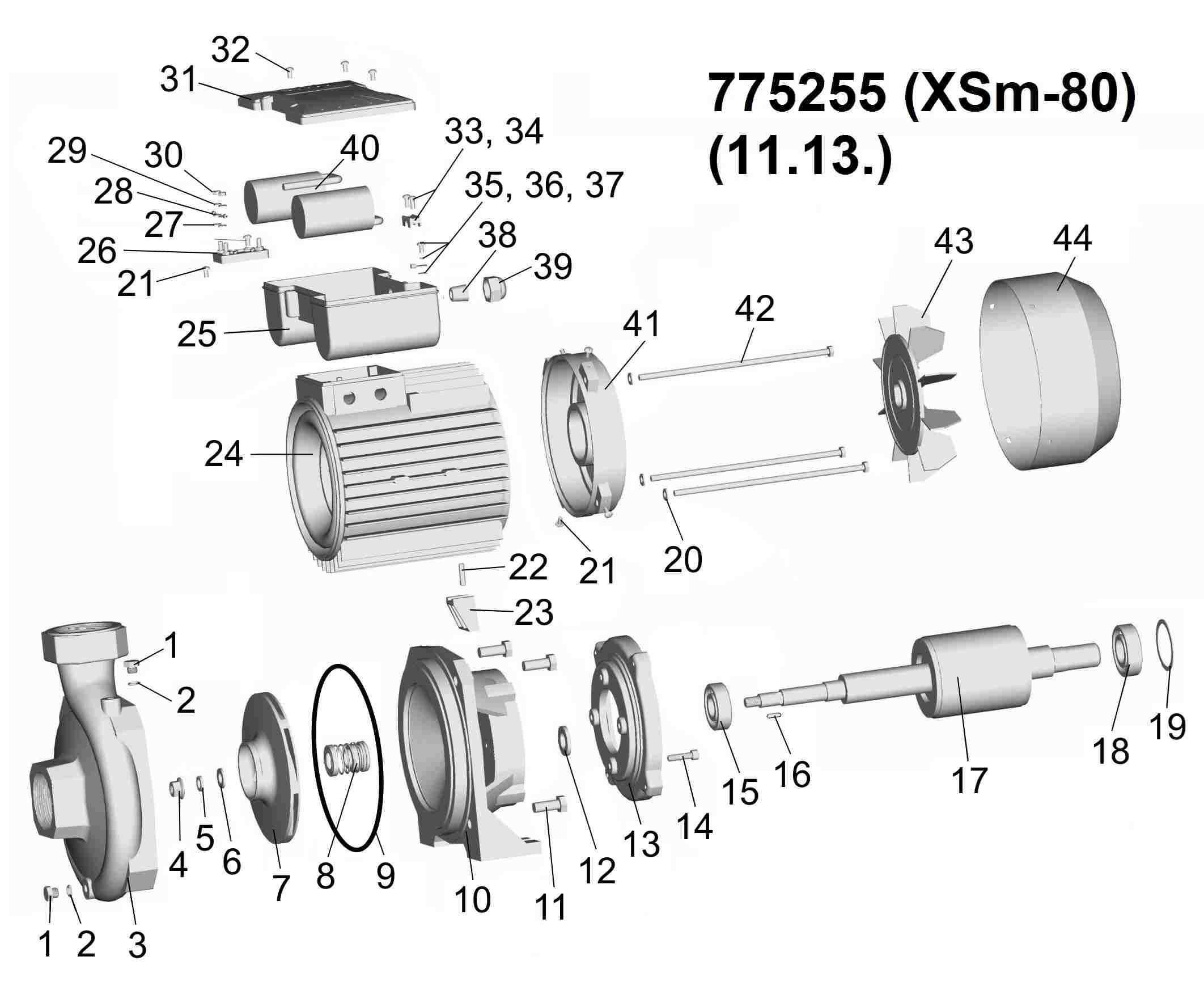 Насос Leo відцентровий 2.2кВт Hmax 34м Qmax 500л/хв XSm-80