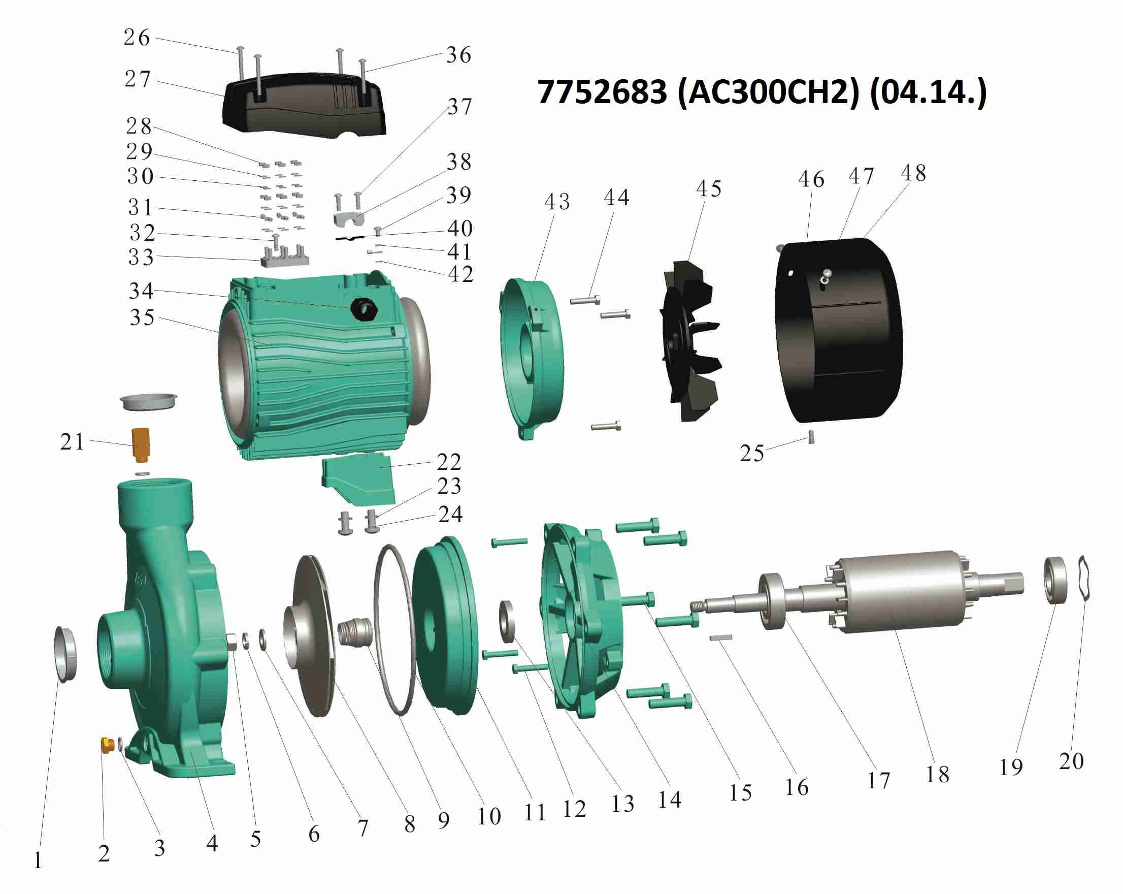 Насос Leo відцентровий 380В 3.0кВт Hmax 38м Qmax 450л/хв 2" 3.0 AC300CH2
