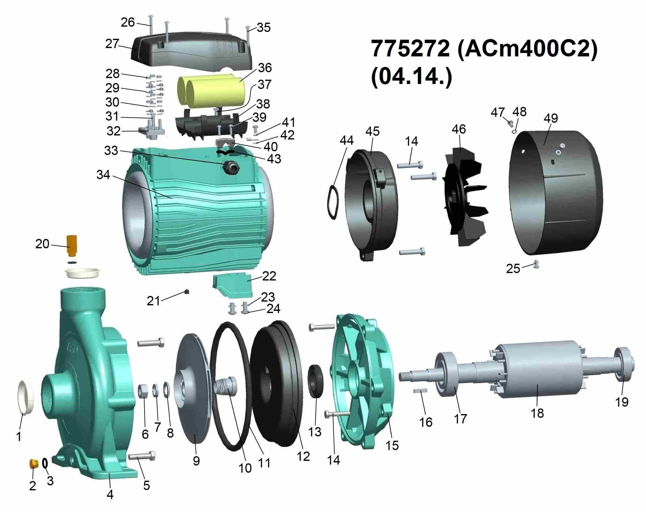 Насос Leo відцентровий 4.0кВт Hmax 39м Qmax 900л/хв 2" 3.0 ACm400C2
