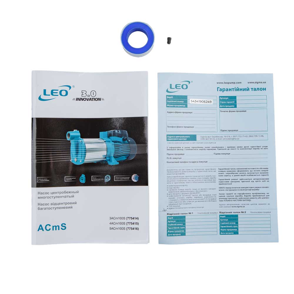 Насос Leo відцентровий багатоступінчастий 0.6кВт Hmax 35м Qmax 100л/хв нерж 3.0 3ACm100S