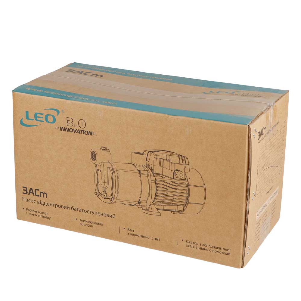 Насос Leo відцентровий багатоступінчастий 0.9кВт Hmax 55м Qmax 100л/хв нерж 3.0 5ACm100S