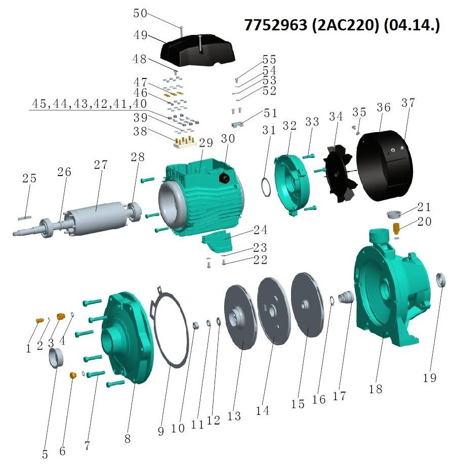 Насос Leo відцентровий багатоступінчастий 380В 2.2кВт Hmax 65м Qmax 180л/хв 3.0 2AC220