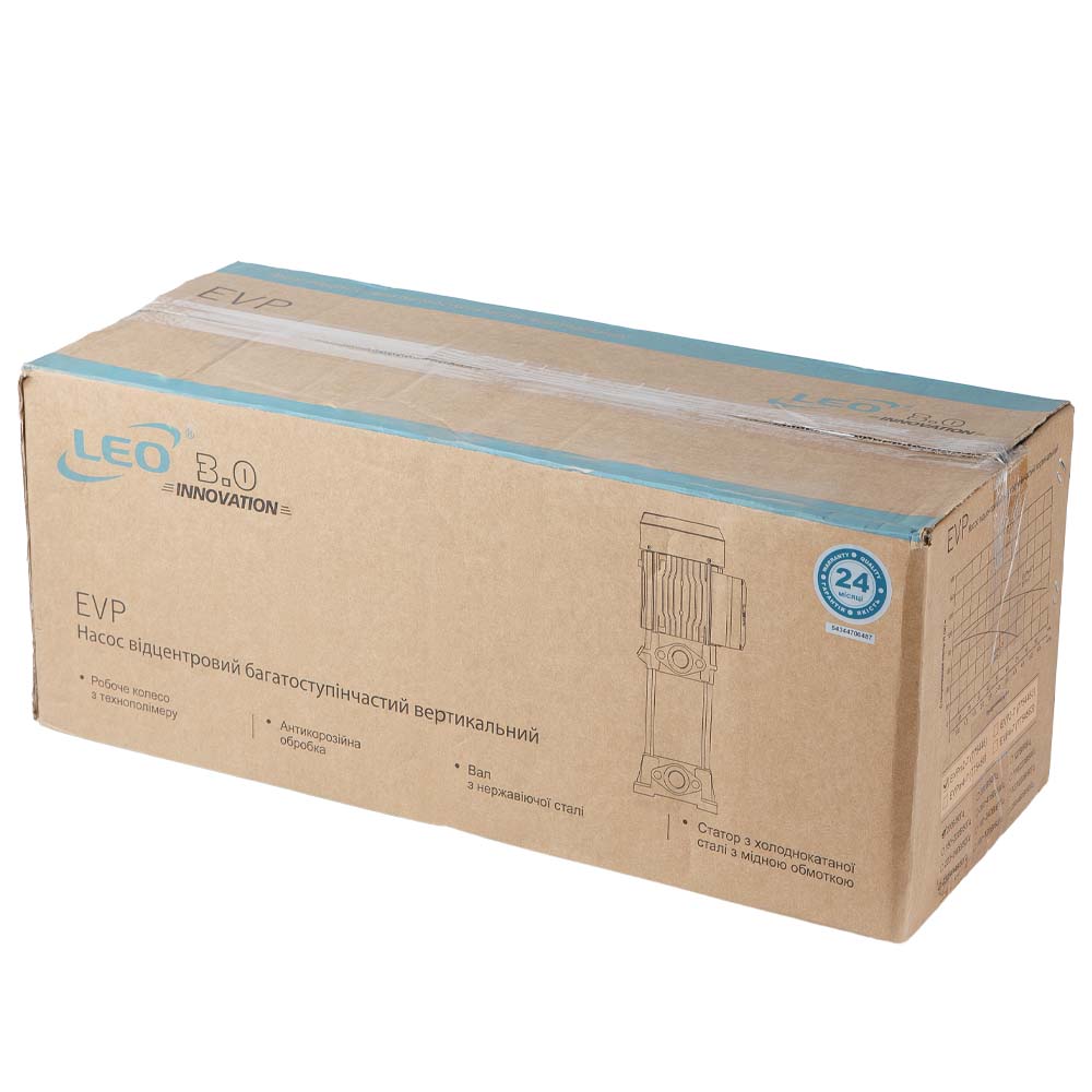 Насос Leo відцентровий багатоступінчастий вертикальний 1.5кВт Hmax 105м Qmax 67л/хв 3.0 EVPm2-9