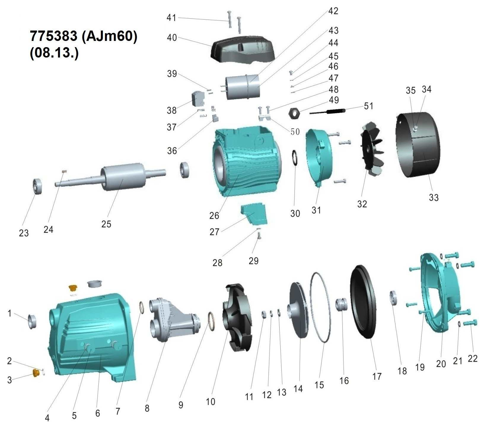 Насос Leo відцентровий самовсмоктуючий 0.6кВт Hmax 45м Qmax 45л/хв 3.0 AJm60