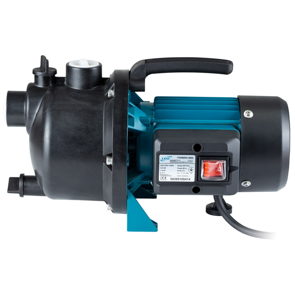 Насос Leo відцентровий самовсмоктуючий 0.8кВт Hmax 38м Qmax 58л/хв пластик EKJ-802P